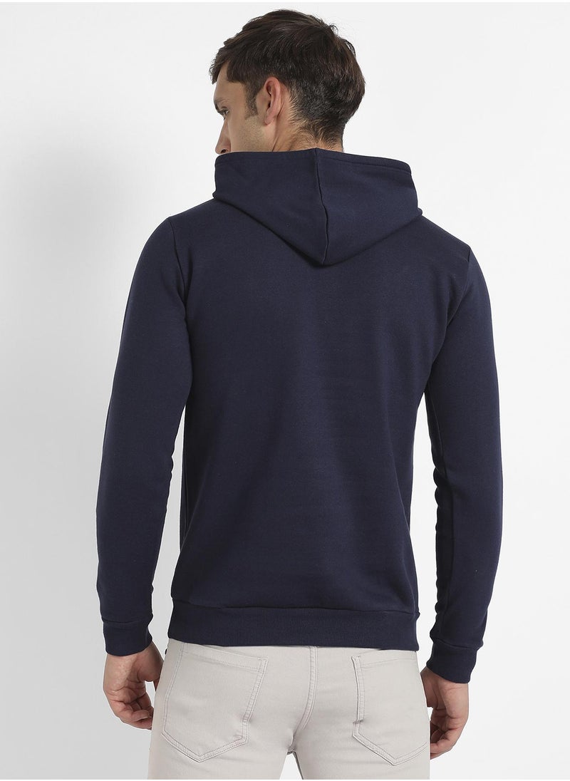 Men's Navy Blue Happiness Is Hoodie With Kangaroo Pocket