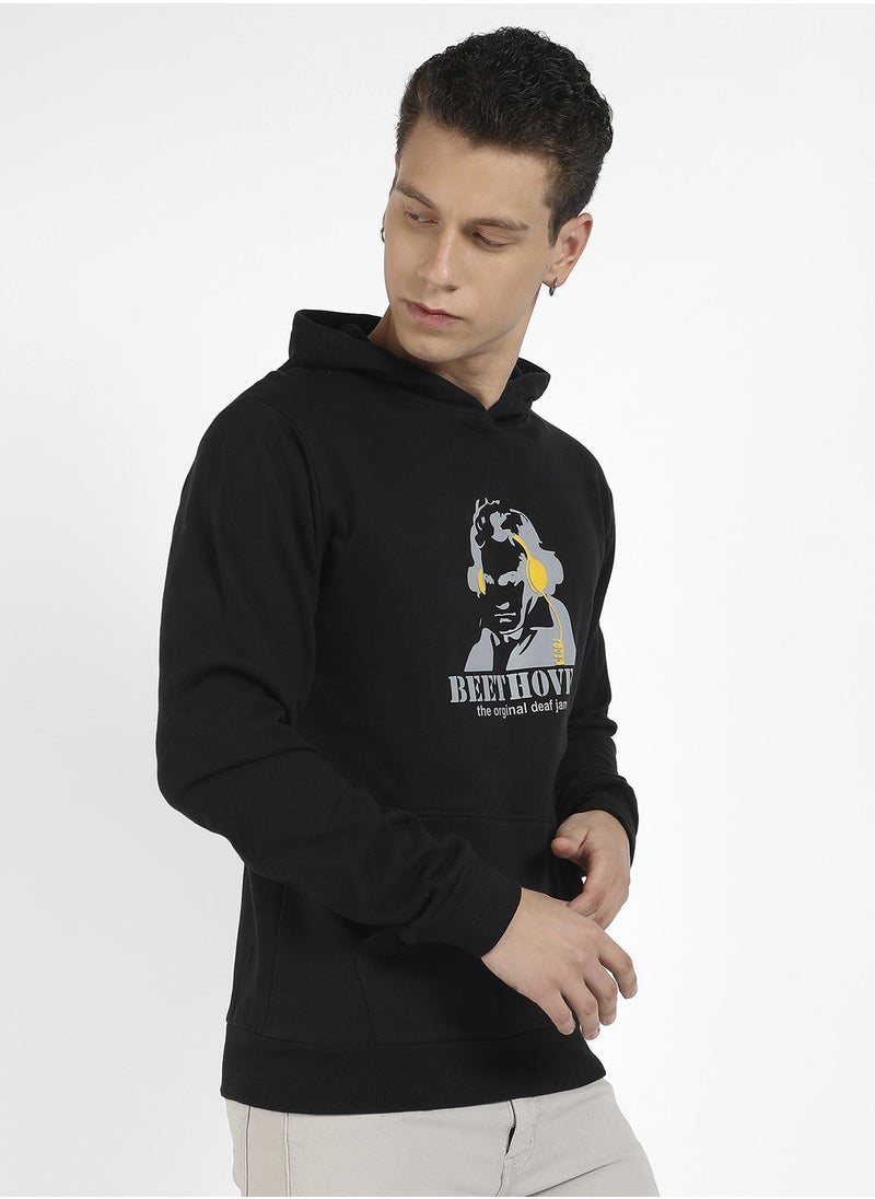 Men's Black Beethovan Hoodie With Kangaroo Pocket