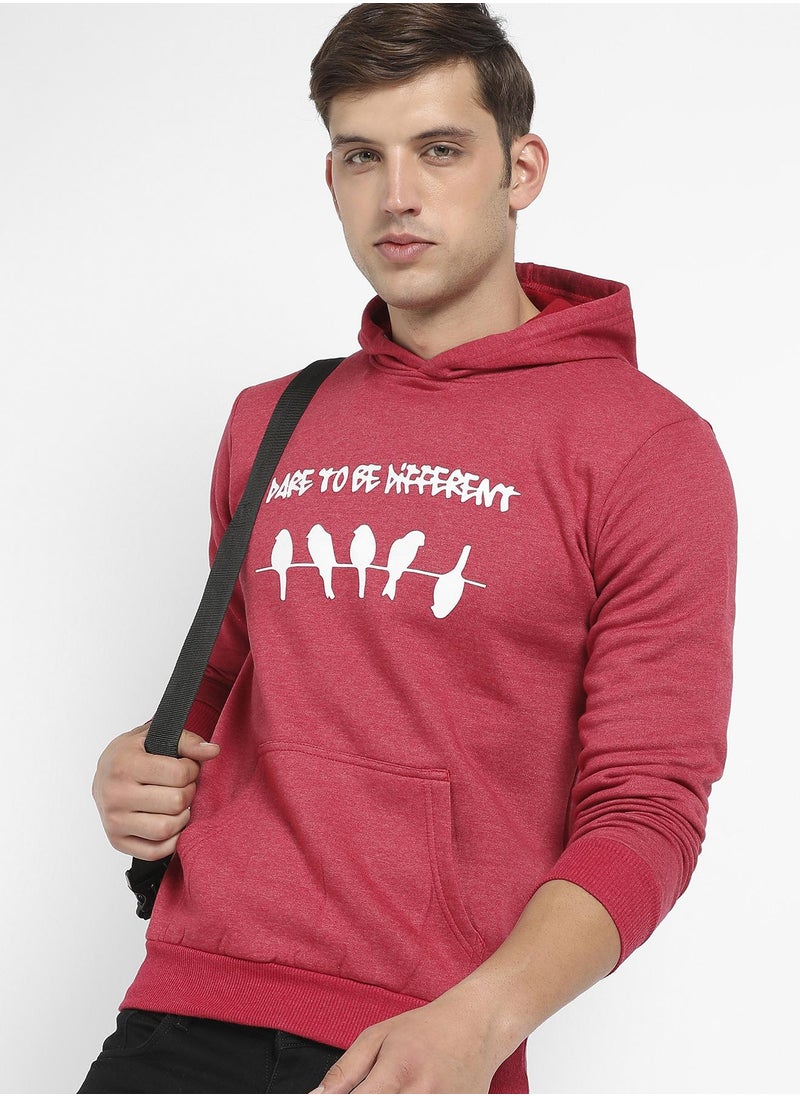 Men's Red Dare To Be Different Hoodie With Kangaroo Pocket