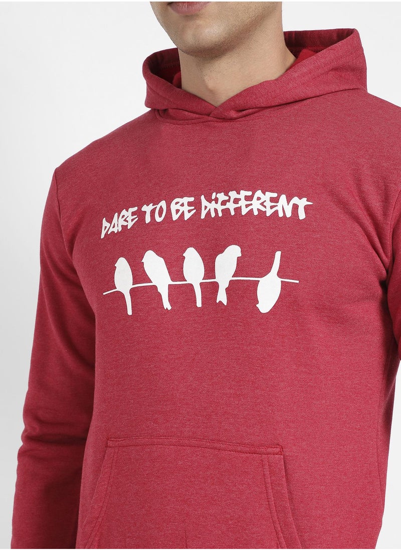 Men's Red Dare To Be Different Hoodie With Kangaroo Pocket