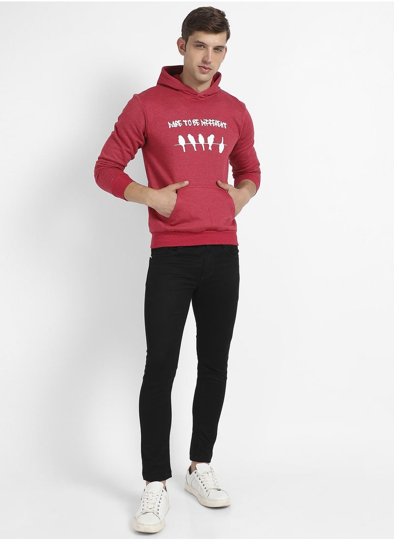 Men's Red Dare To Be Different Hoodie With Kangaroo Pocket
