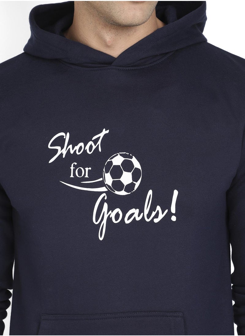 Men's Navy Blue Shoot For Goals Hoodie With Kangaroo Pocket