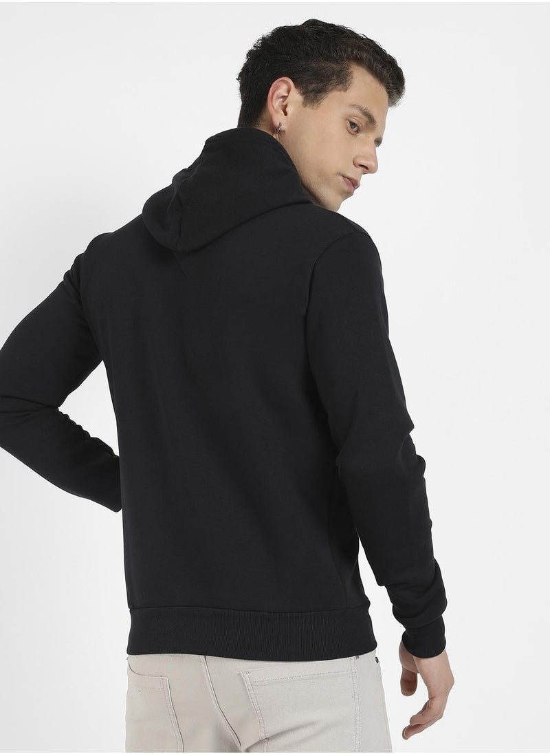 Men's Black Water Molecules Hoodie With Kangaroo Pocket