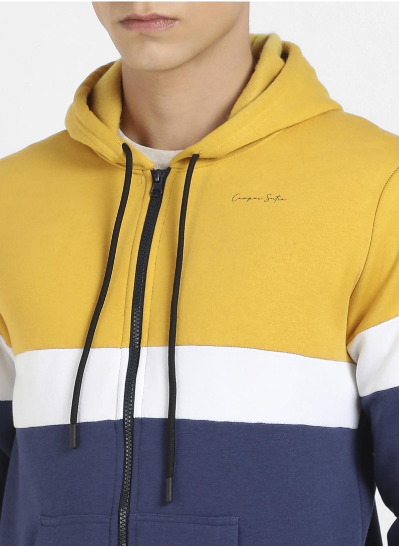Men's Multicolour Zip-Front Hoodie With Insert Pocket
