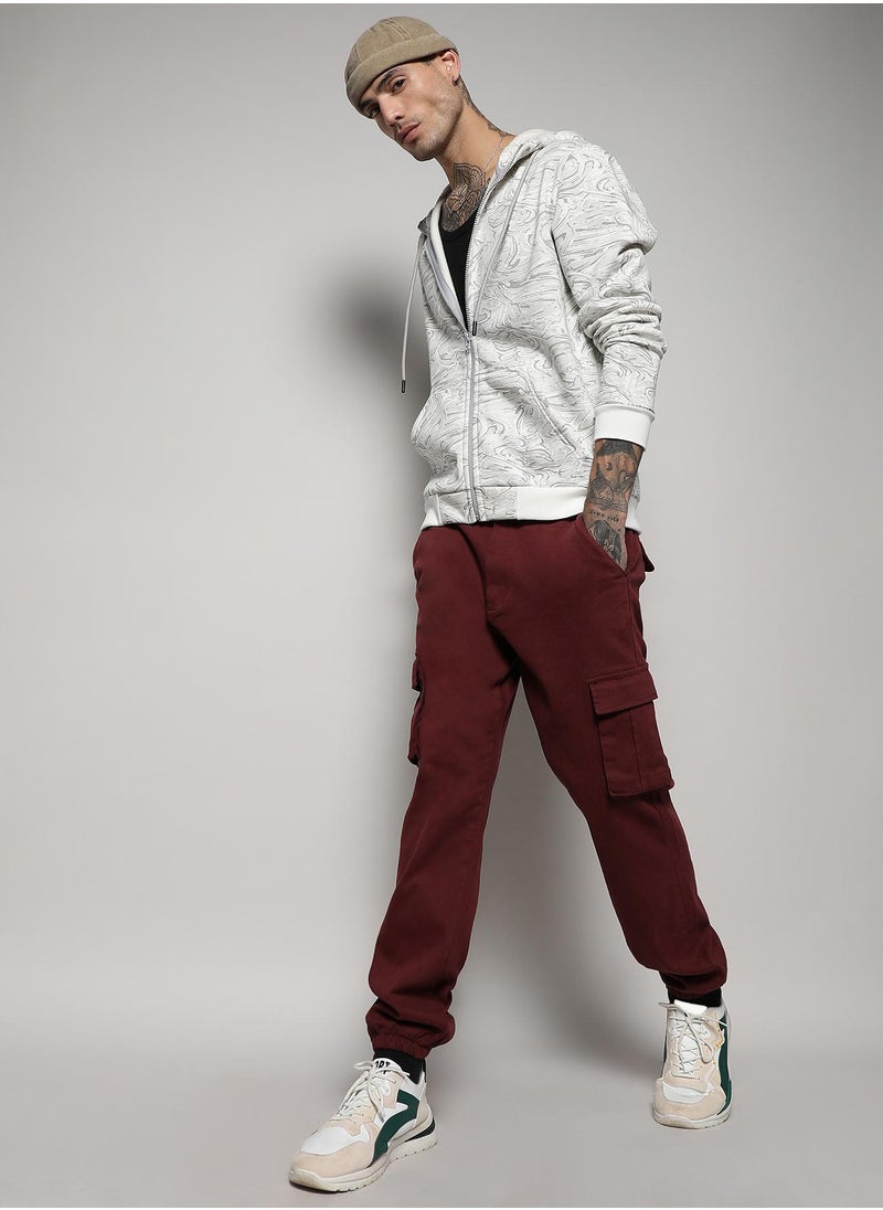Men's White & Grey Contrast Fluid Zip Front Hoodie