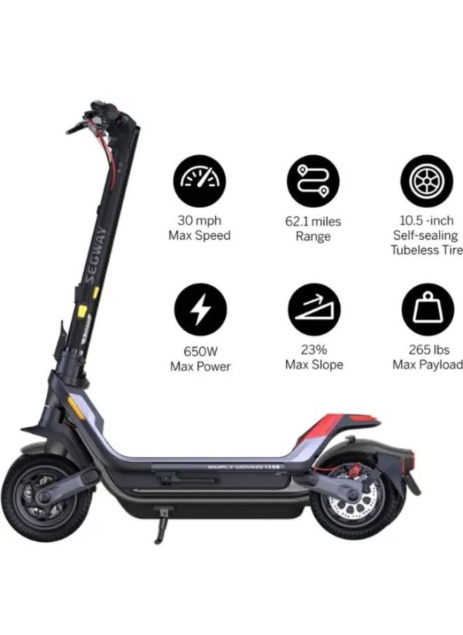 Electric Kick scooter P100Su  650W Motor, 100Km Range & 30Kmh, 10.5'' Tires, Dual Suspension & Brakes, W. Capacity 265Lbs, Commuter E Scooter For Adults
