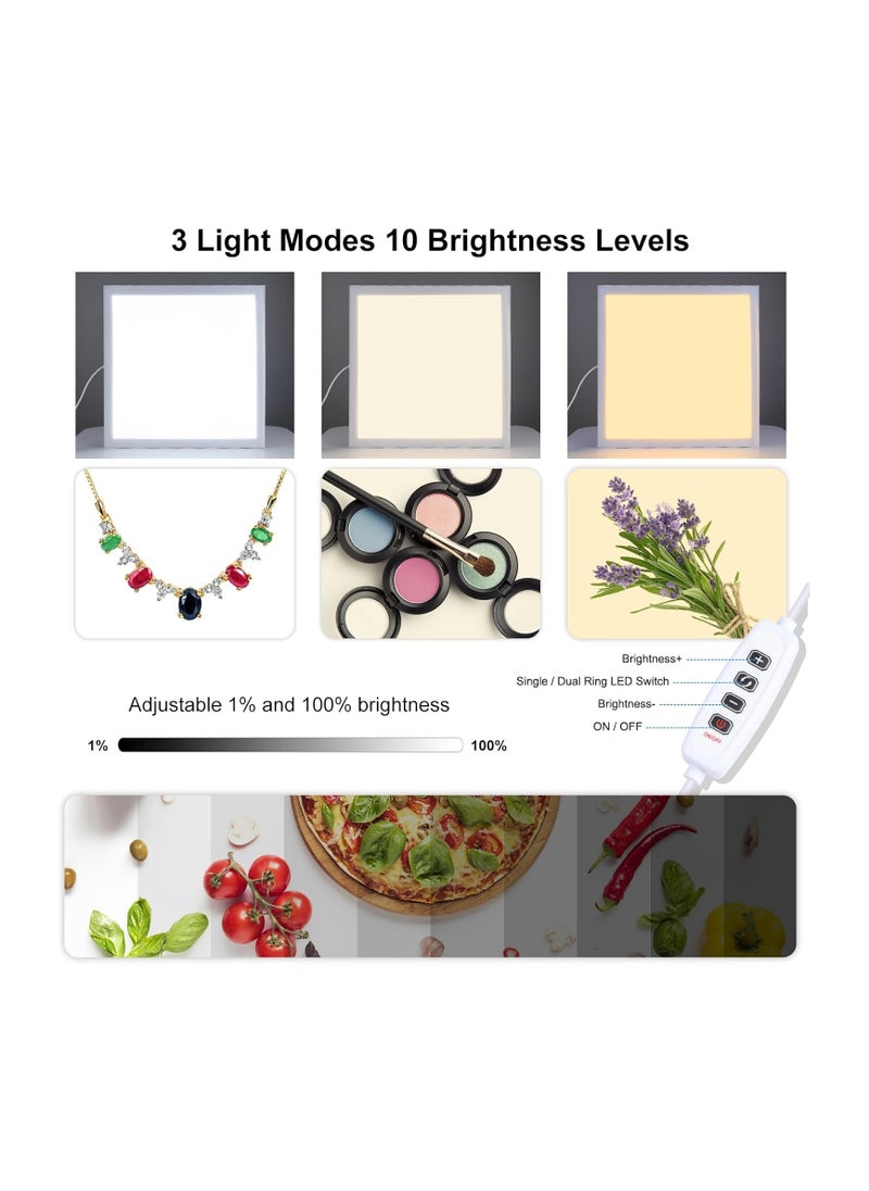 PULUZ 1200LM LED Photography Shadowless Light Lamp Panel Pad with Switch, Acrylic Material, No Polar Dimming Light, 34.7cm x 34.7cm Effective Area