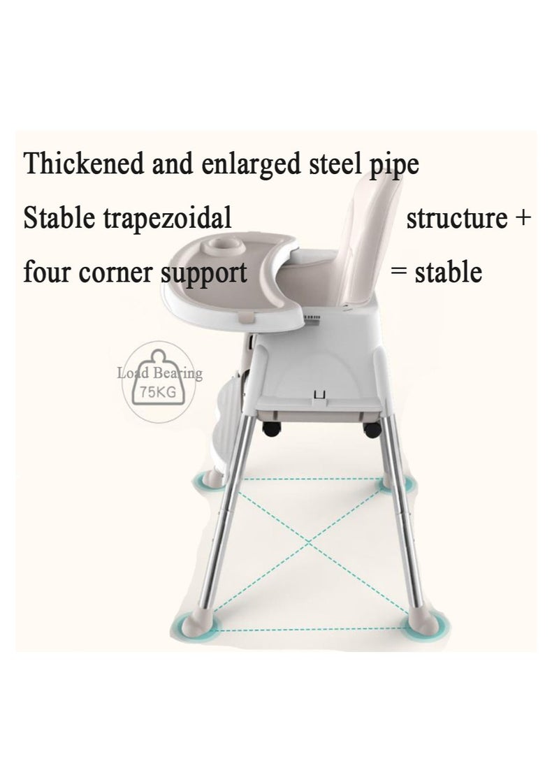 Dining Chair,Baby Dining Chair,Multifunctional Portable Folding Dining Chair,Free Adjustable,Safe and Environmentally Friendly,White