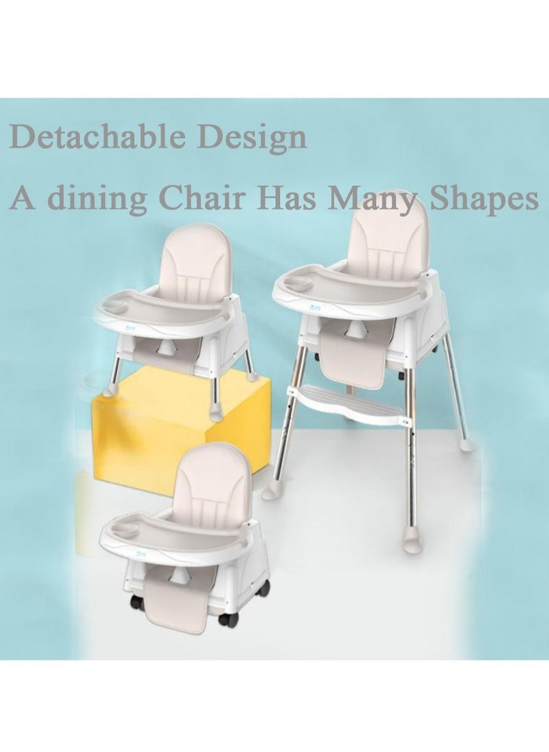 Dining Chair,Baby Dining Chair,Multifunctional Portable Folding Dining Chair,Free Adjustable,Safe and Environmentally Friendly,White