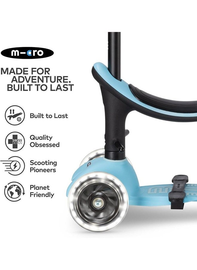 Micro Scooters | Mini Micro 2 Grow LED 4in1 Toddler's Trike | Handlebar Adjustable | Foldable | Lightweight | Boys & Girls | 1-6yrs | Blue