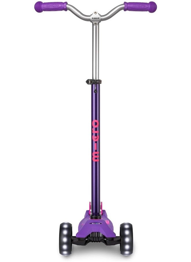 Micro Maxi Deluxe Pro LED | The Original | Children's Scooter from 5 Years | Premium Children's Scooter from 5-7 Years | Height-Adjustable Handlebar | Kickboard Scooter | 5 6 7 Years (Purple)