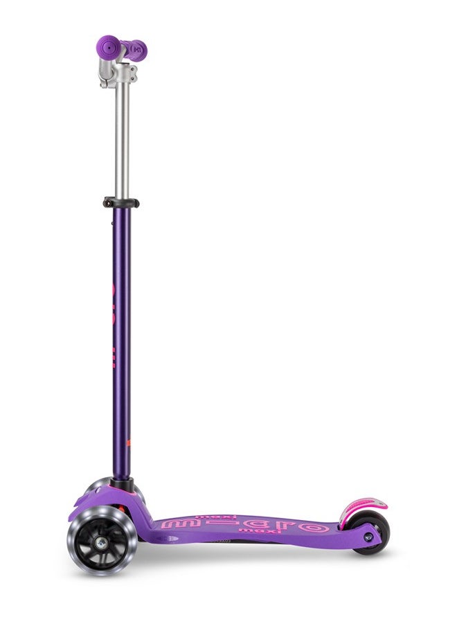 Micro Maxi Deluxe Pro LED | The Original | Children's Scooter from 5 Years | Premium Children's Scooter from 5-7 Years | Height-Adjustable Handlebar | Kickboard Scooter | 5 6 7 Years (Purple)