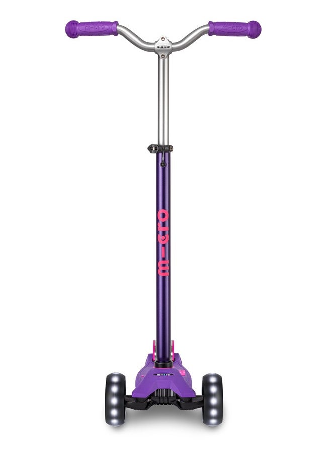 Micro Maxi Deluxe Pro LED | The Original | Children's Scooter from 5 Years | Premium Children's Scooter from 5-7 Years | Height-Adjustable Handlebar | Kickboard Scooter | 5 6 7 Years (Purple)