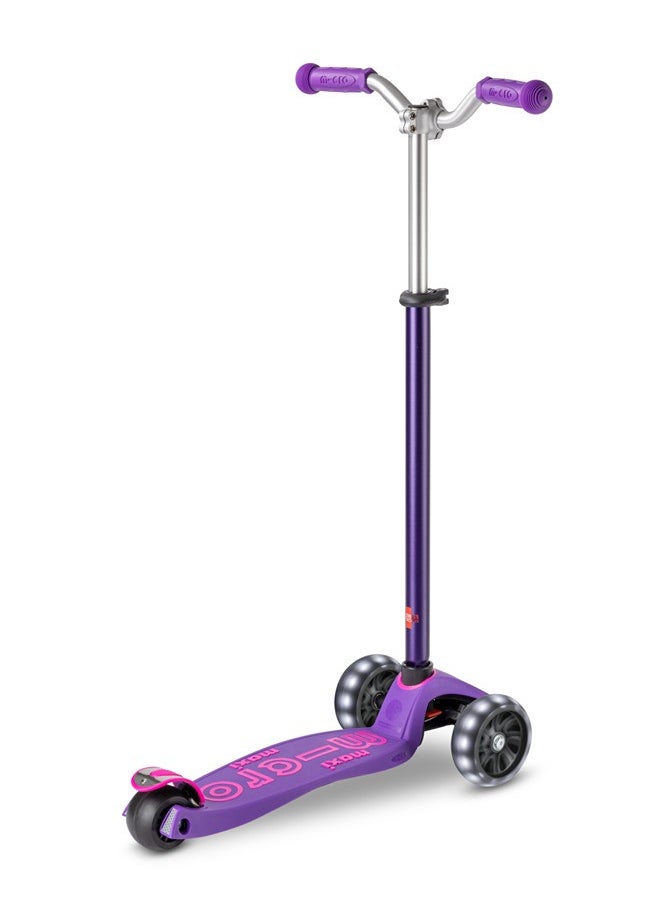 Micro Maxi Deluxe Pro LED | The Original | Children's Scooter from 5 Years | Premium Children's Scooter from 5-7 Years | Height-Adjustable Handlebar | Kickboard Scooter | 5 6 7 Years (Purple)