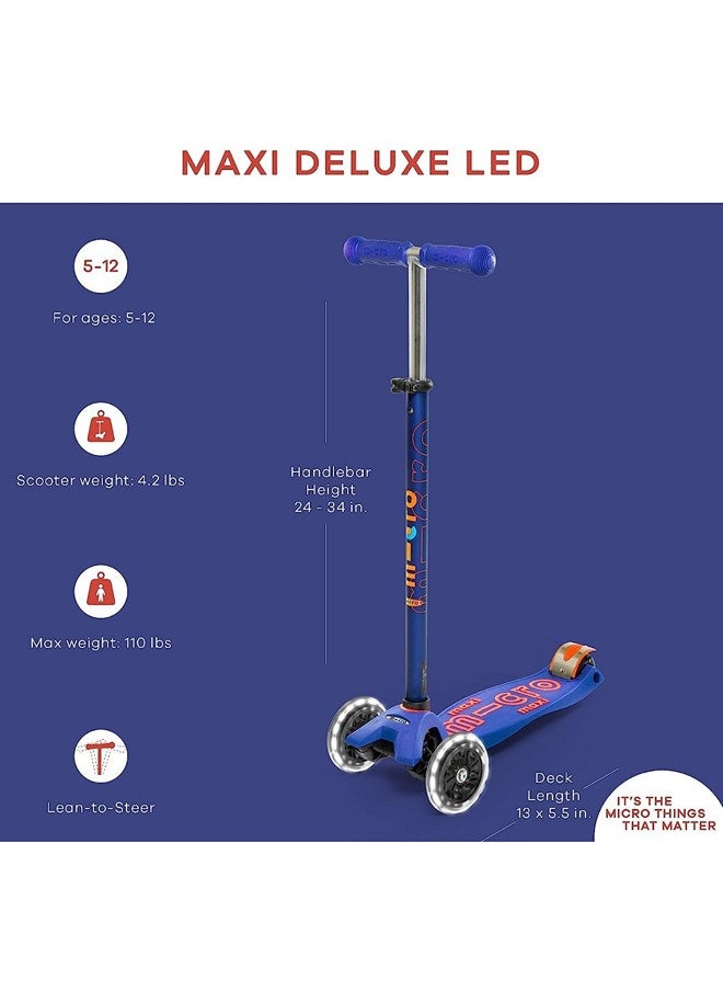 Micro Maxi Deluxe LED Kickboard | Kickboard mit LED-Vorderrollen | Lenker hÃƒÂ¶henverstellbar | ab 5 Jahre | Kickboard in 6 Farben erhÃƒÂ¤ltlich