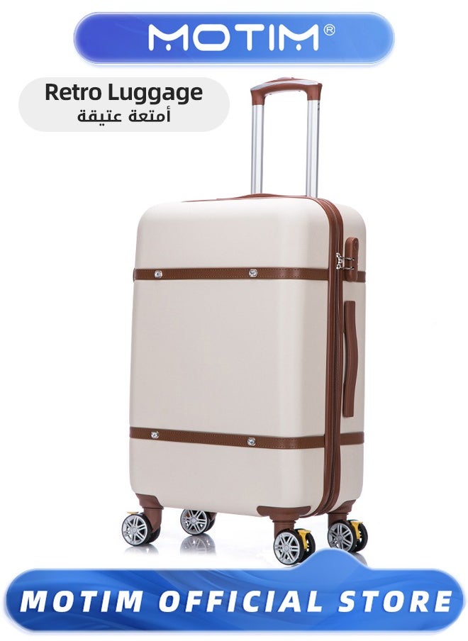 Vintage Style Travel Luggage Lightweight Durable Expandable Suitcase Expandable PC Hard Shell Clearance Luggage with TSA Lock Spinner Wheels Telescopic Handle