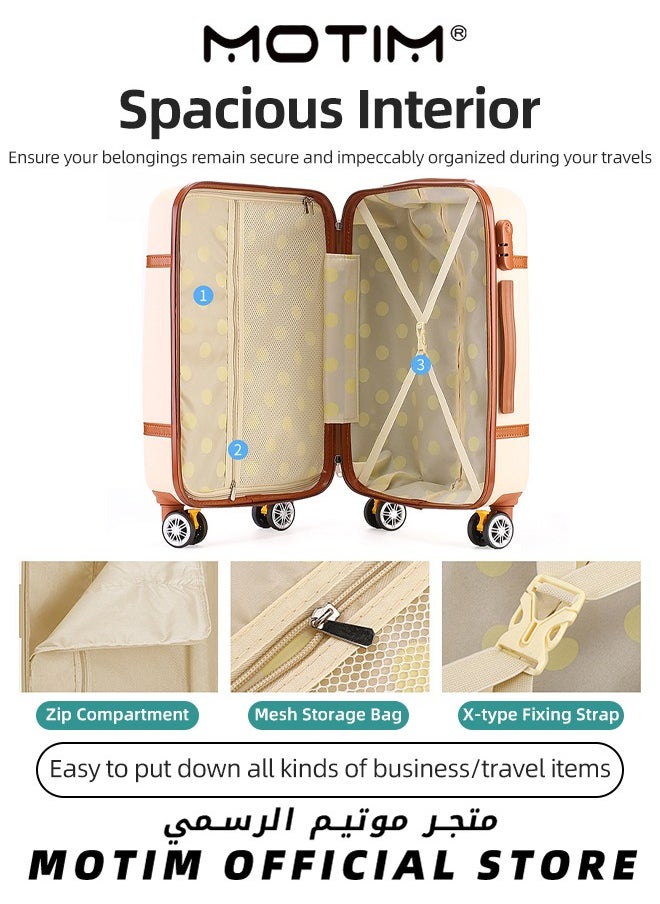 Vintage Style Travel Luggage Lightweight Durable Expandable Suitcase Expandable PC Hard Shell Clearance Luggage with TSA Lock Spinner Wheels Telescopic Handle