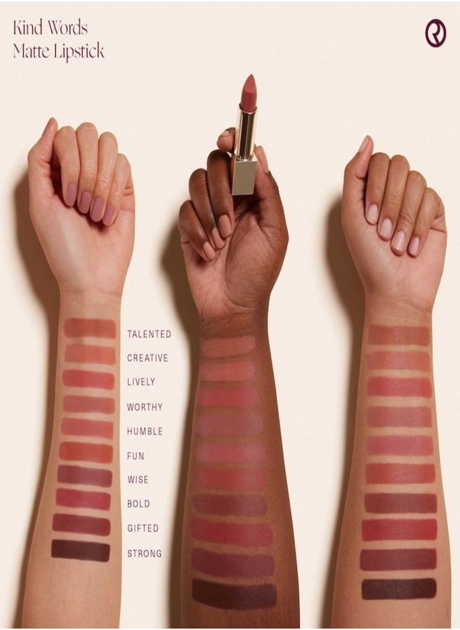 Rare Beauty by Selena Gomez Kind Words Matte Lipstick – Worthy (Muted Mauve) – Soft, Long-Lasting, and Comfortable Full-Coverage Matte Lip Color – 3.5g / 0.12 oz