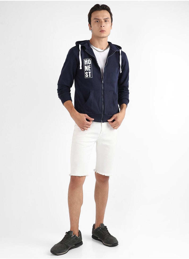 Men's Dark Blue Honest Hoodie With Insert Pocket