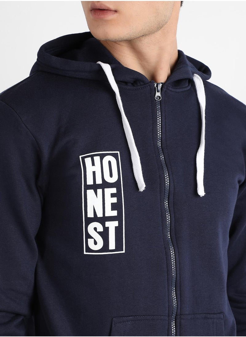 Men's Dark Blue Honest Hoodie With Insert Pocket