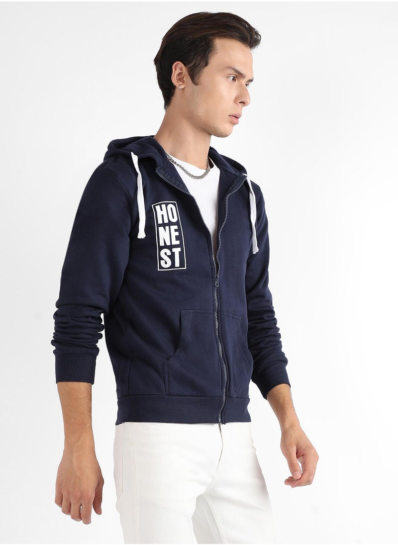 Men's Dark Blue Honest Hoodie With Insert Pocket