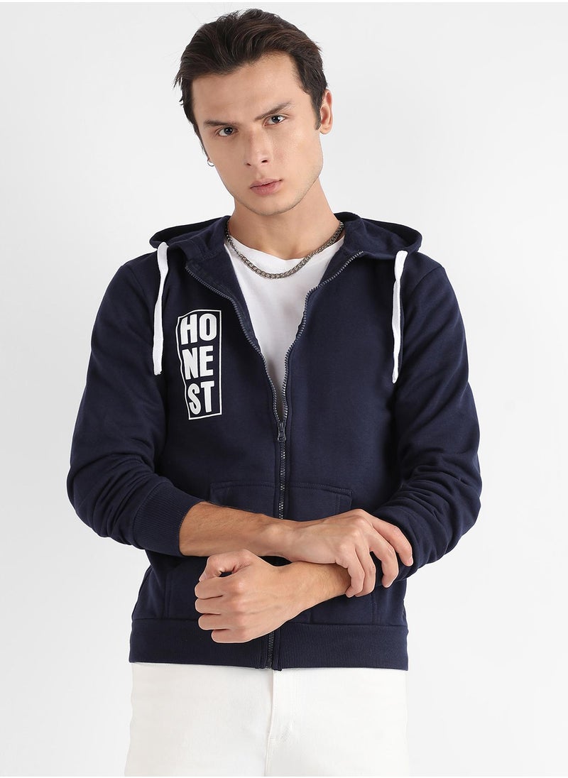 Men's Dark Blue Honest Hoodie With Insert Pocket
