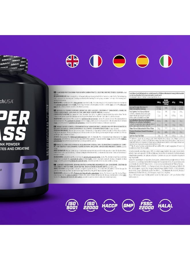 BioTechUSA Hyper Mass - Mass Gainer with Carbs & Protein Blend | Micronised Creatine | Gluten-Free, 4 kg, Salted caramel