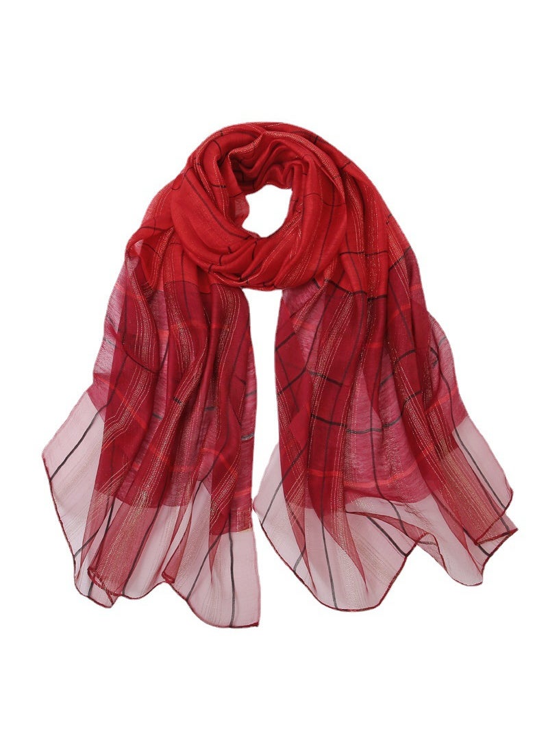 Fashion Luxury Silk Scarf Lightweight ShawlPink Beige Pink Beige