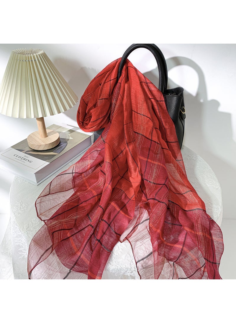Fashion Luxury Silk Scarf Lightweight ShawlBlack Green Black Green