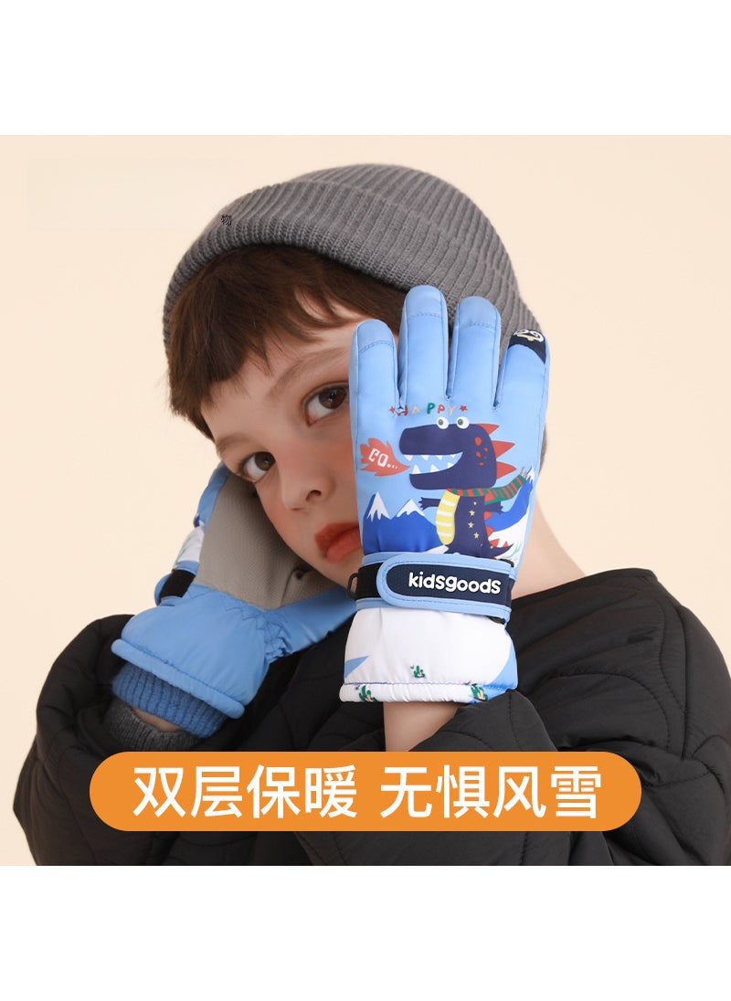 Winter Kids Ski Gloves Coral Fleece Warm WaterproofPink Pony Pink Pony