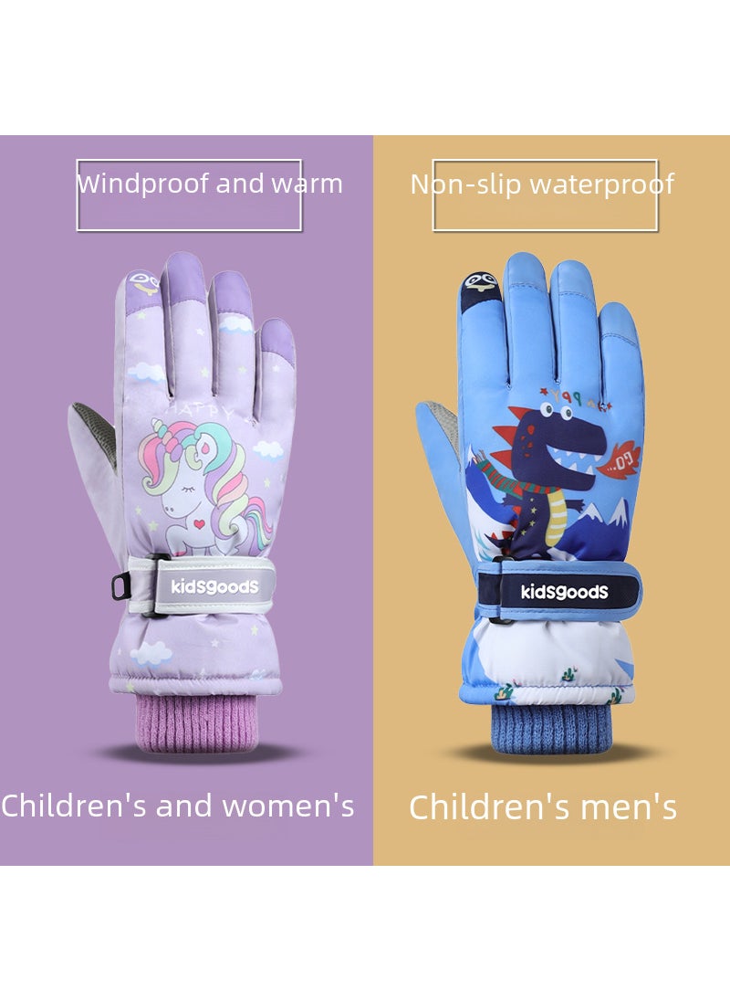 Kids Winter Gloves Warm Waterproof Snow Play Spaceship