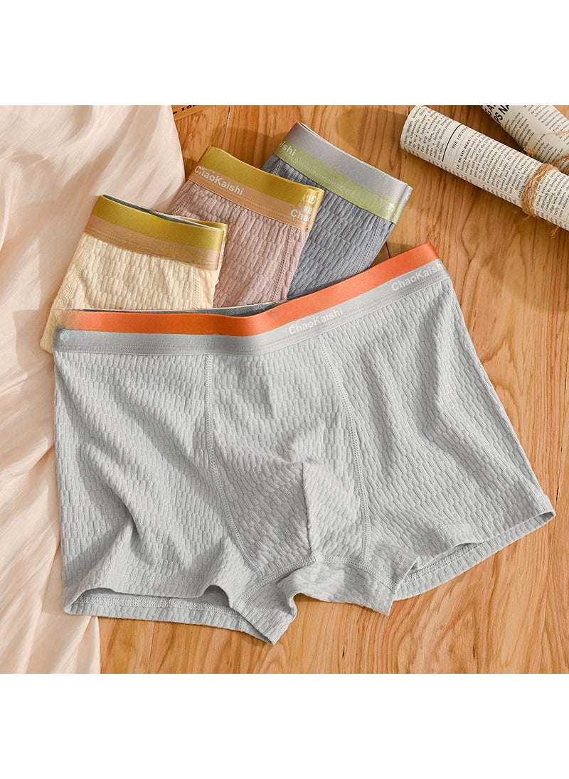 2023 New Mens Cotton Briefs Comfortable Solid Underwear Breathable Light yellow