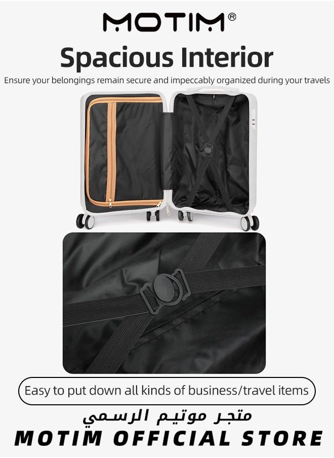 2pcs Boarding Carry-on Luggage Sets Travel Luggage With Front Open Laptop Compartment Pocket Aluminum Framed Suitcase With Spinner Wheels Large Capacity Checked-in Luggage