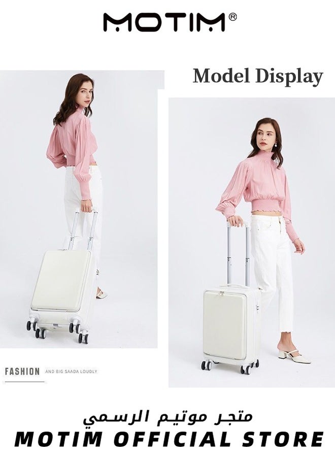 2pcs Boarding Carry-on Luggage Sets Travel Luggage With Front Open Laptop Compartment Pocket Aluminum Framed Suitcase With Spinner Wheels Large Capacity Checked-in Luggage