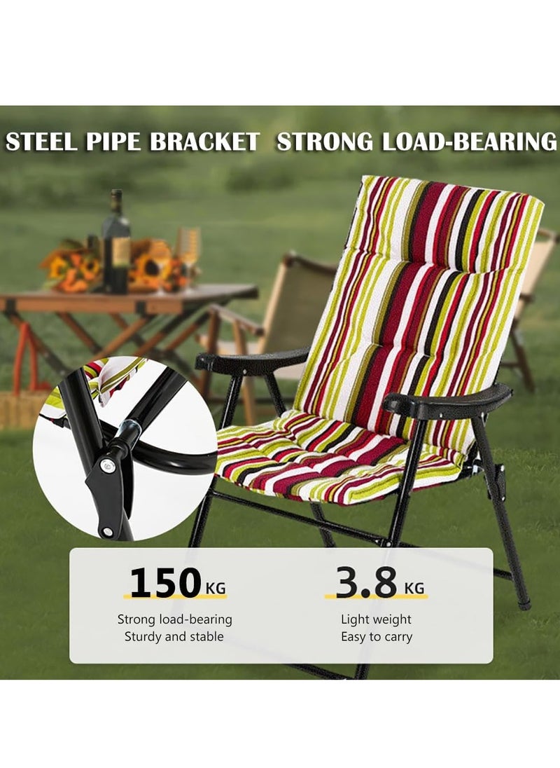 Camping Chair Folding Chair Portable Beach Chair with Soft Backrest and Armrest for Outdoor Camp Beach Travel Picnic Hiking(Blue)