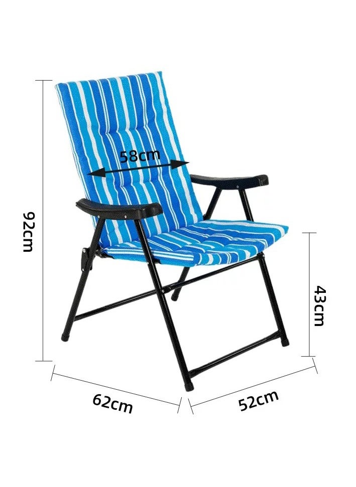 Camping Chair Folding Chair Portable Beach Chair with Soft Backrest and Armrest for Outdoor Camp Beach Travel Picnic Hiking(Blue)