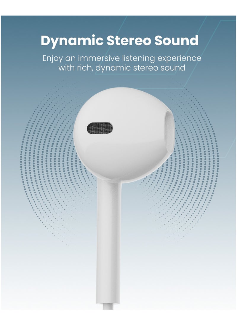 Moxedo Mono Stereo Earphone Lightning Connector Earphone In-Line Remote, Built-in Microphone Compatible for iPhone 14/13/12/11 Pro Max/X/XS Max/XR - White