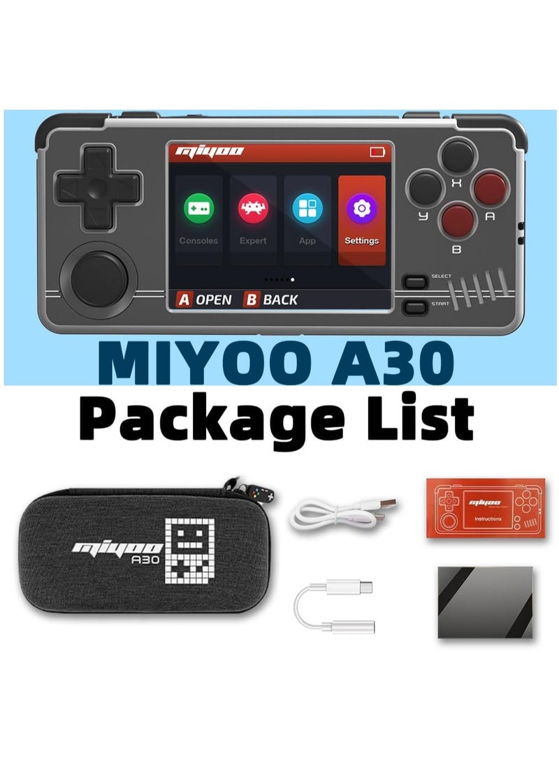 A30 Handheld Game Console 2.8-inch 640*480 IPS Screen 2600mAh Compatible with WiFi Multiplayer Portable Case(Gray Black)