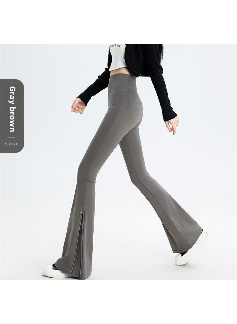 2024 Womens High Waist Flared Shark Pants Slim Black Yoga Leggings lengthening khakis