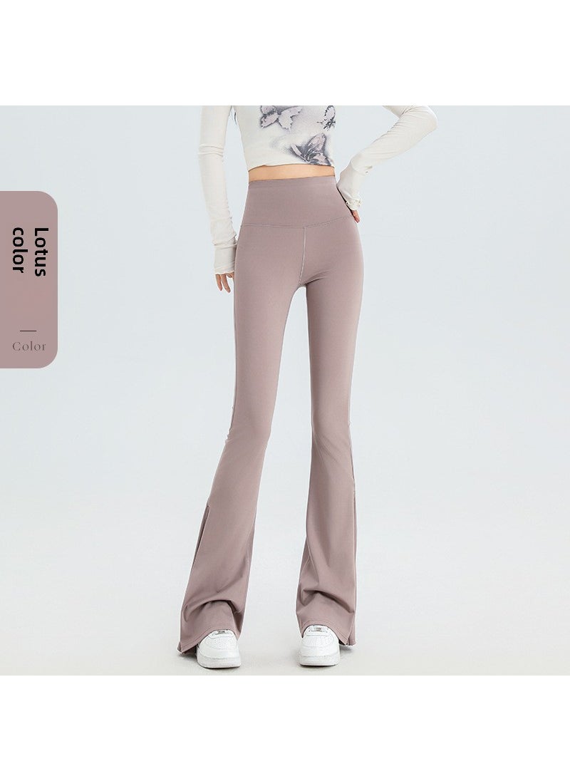 2024 Womens High Waist Flared Shark Pants Slim Black Yoga Leggings lengthening khakis