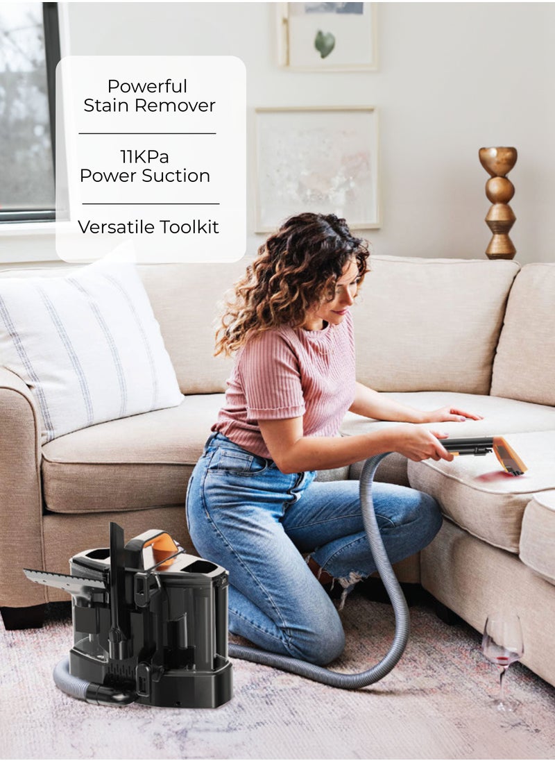 Carpet Cleaner 500W with 1350ml Water Tank and 600ml Dirty Water Tank / Powerful Stain Cleaner / Sofa & Carpet Spot Cleaner / Versatile Toolkit / Removes Spots Spills & Tough Stains - Black