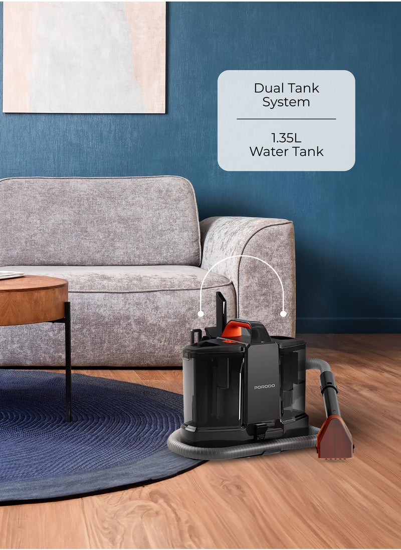Carpet Cleaner 500W with 1350ml Water Tank and 600ml Dirty Water Tank / Powerful Stain Cleaner / Sofa & Carpet Spot Cleaner / Versatile Toolkit / Removes Spots Spills & Tough Stains - Black