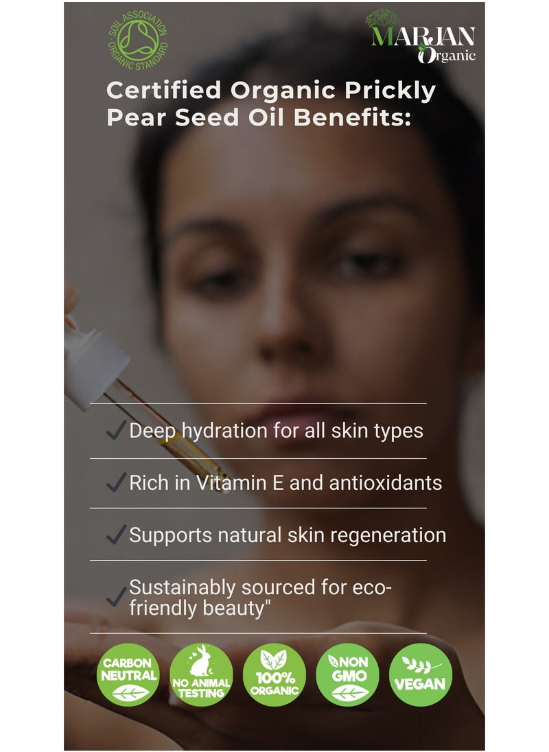 Organic Prickly Pear Seed Oil 30ml – 100% Pure & Cold-Pressed – For Skin, Hair & Nails – Natural Anti-Aging & Hydrating Oil