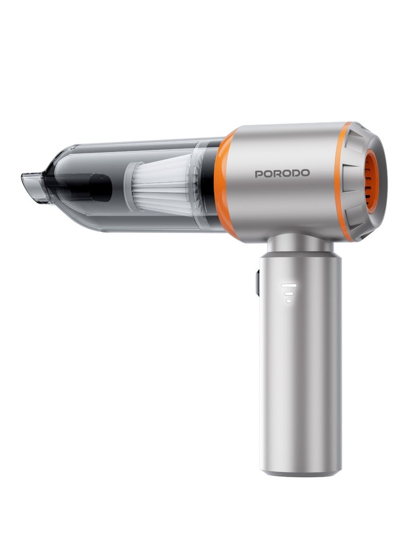 Portable Vacuum Cleaner and Air Duster / 100W Brushless Motor / Washable HEPA Filter / 3 Speed Levels / Compact Vacuum - Silver