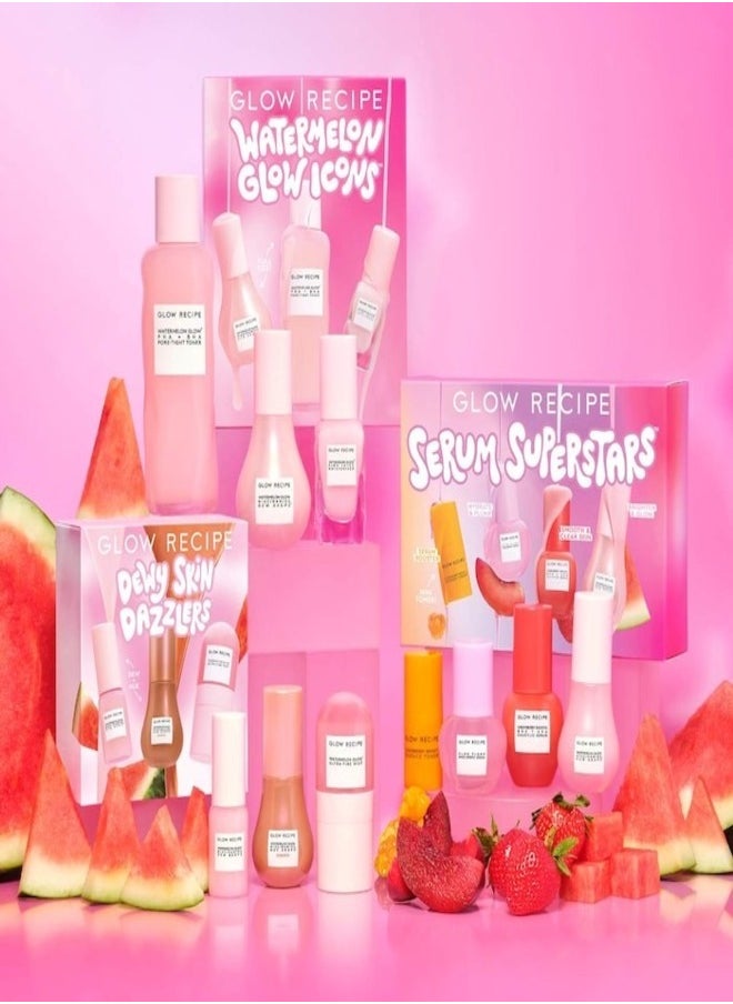 GLOW RECIPE Serum Superstars Minis Kit – Travel-Sized Set of Best-Selling Serums for Hydration, Brightening, and Glowing Skin