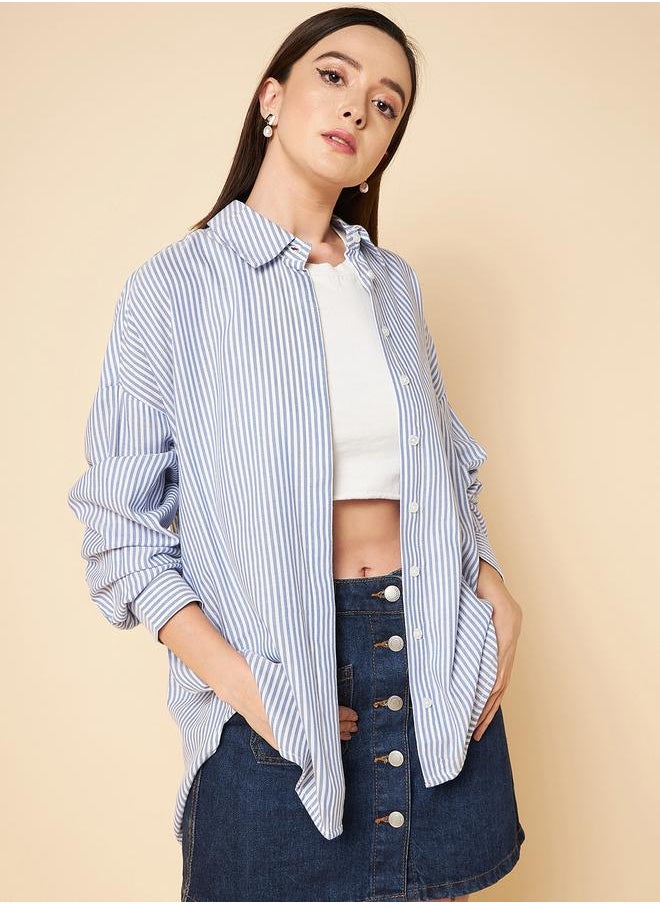 Stay effortlessly stylish with this comfortable Grey Oversized Shirts Solid design crafted from 100% Cotton featuring Long Sleeves with Button closure.