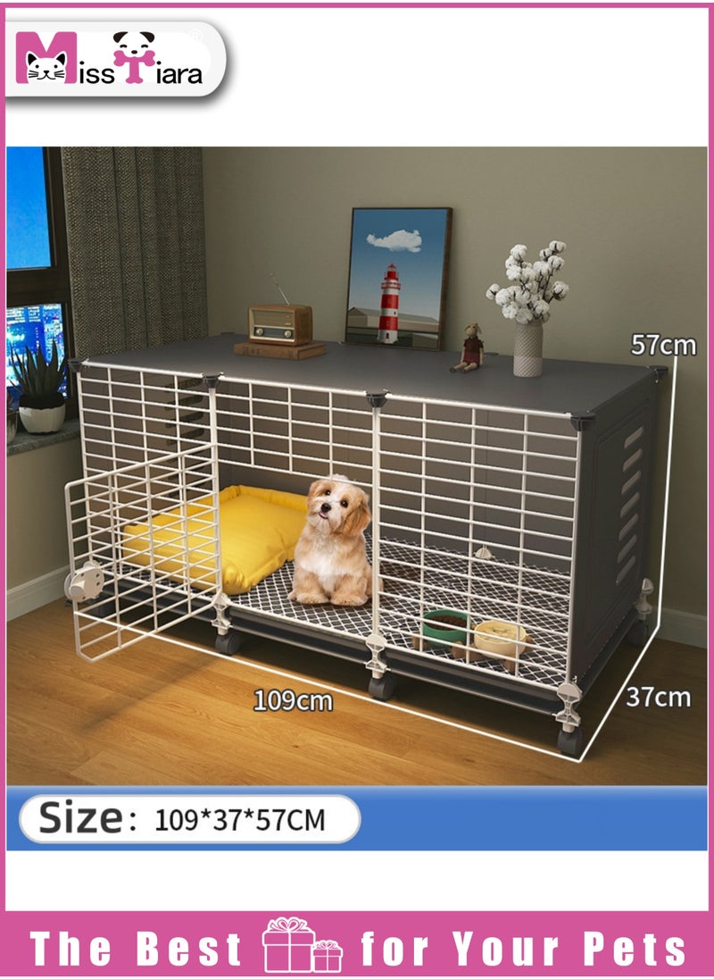 Dog cage for small dogs  indoor dog kennel and toilet Perfect for Pet Lovers in Compact Spaces Size: 109*37*57