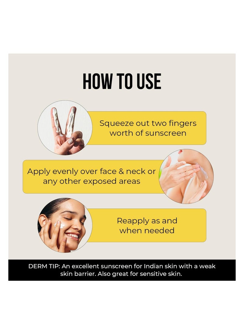 Dr. Sheth's Ceramide & Vitamin C Long lasting Sunscreen SPF 50+ PA++++|No White Cast, Water & Sweat-Resistant|Non-Greasy & Quick-Absorbing |For Women & Men |50g