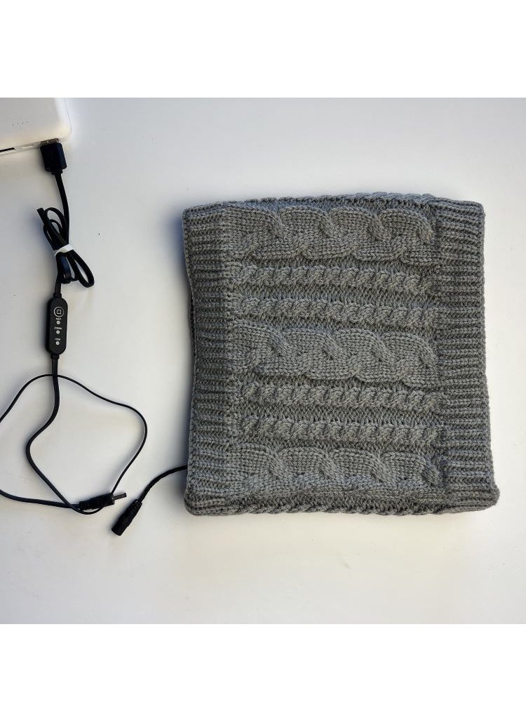 USB Heated Neck Warmer Knitted Fleece Winter Scarf Red