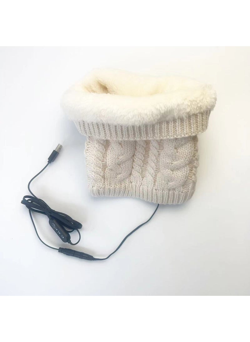 USB Heated Neck Warmer Knitted Fleece Winter Scarf Red